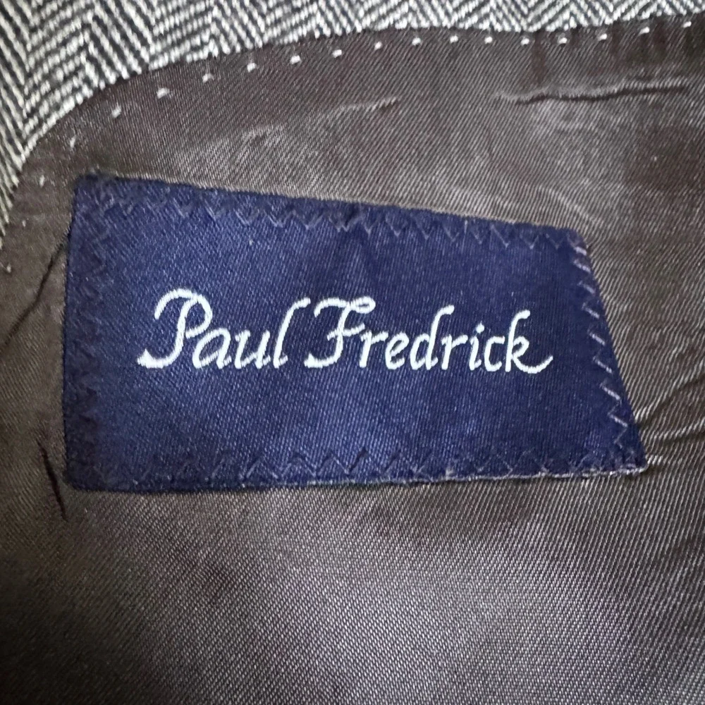Paul‎ Fredrick Blazer Mens 42R Gray Herringbone Baby Alpaca Cotton Sport Coat